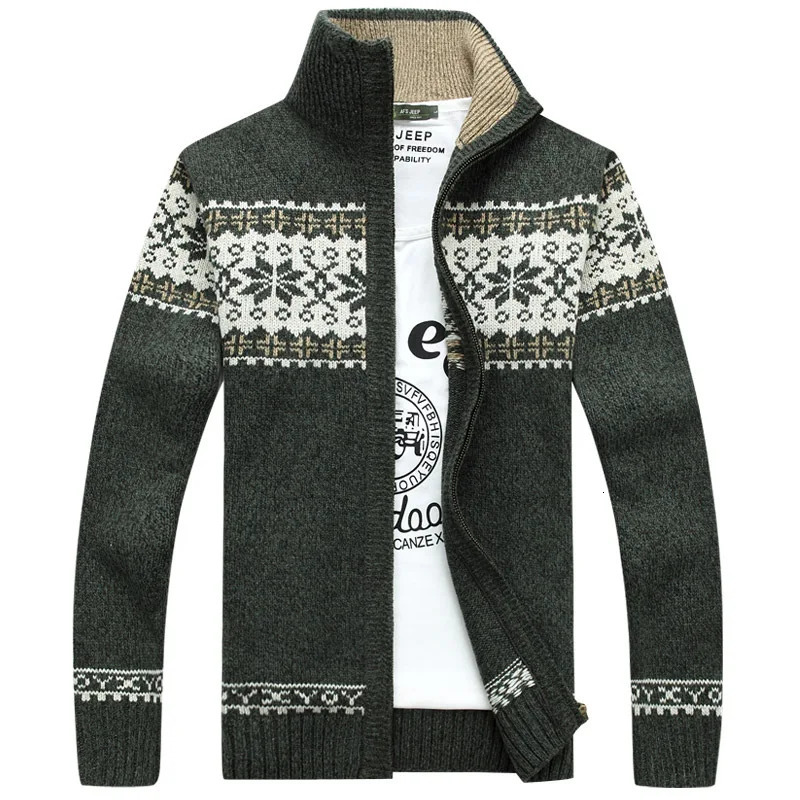 Mens FullZip Fair Isle Knitted Cardigan HighNeck Nordic Pattern Thick Sweater Jacket MultiColor Casual Knitwear for Autumn 251226