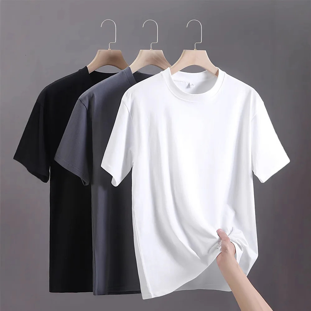 Mens t-shirts Summer Oversize Cotton T-Shirt Casual High Quality Short Sleeves Tee Shirt Men Basic Solid color Sports Tops 251222