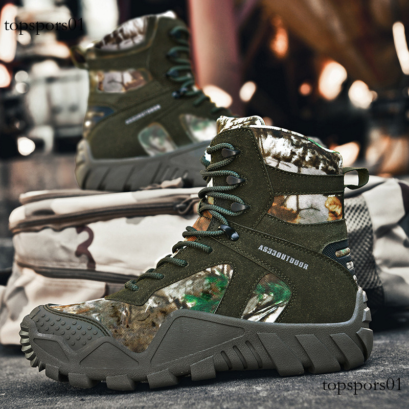 Cross-Border Plus Size Outdoor Training Combat Boots High-Top Thick-Soled Hiking Mountaineering Autumn Winter New Fashion Travel Men's Shoes