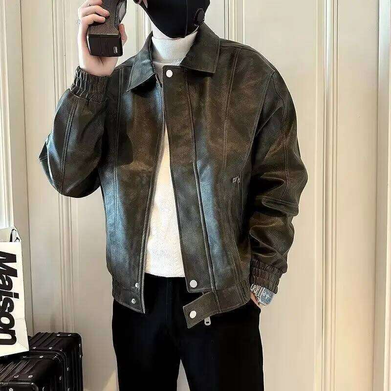 High-End Leather Jacket For Men In Spring Autumn Winter 2025 New Trendy Casual