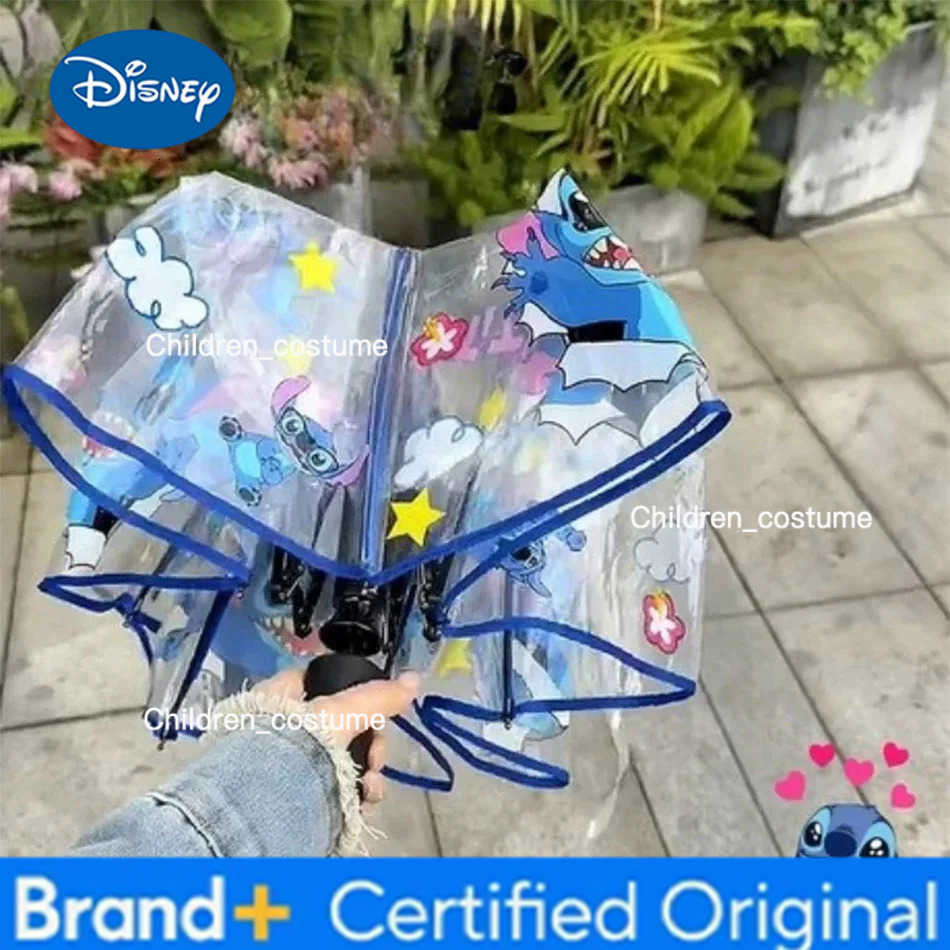 Disney New Cartoon Stitch Portable Folding Umbrella Cute Stitch Automatic Transparent Umbrellas Fashion Manual Umbrella Kid Gift H251226