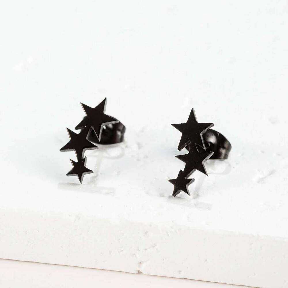 Fashion Stainless Steel Small Cute Triple Star Stud Earrings Punk Piercing Earing Women's Starry Minimalist Jewelry 25H1226