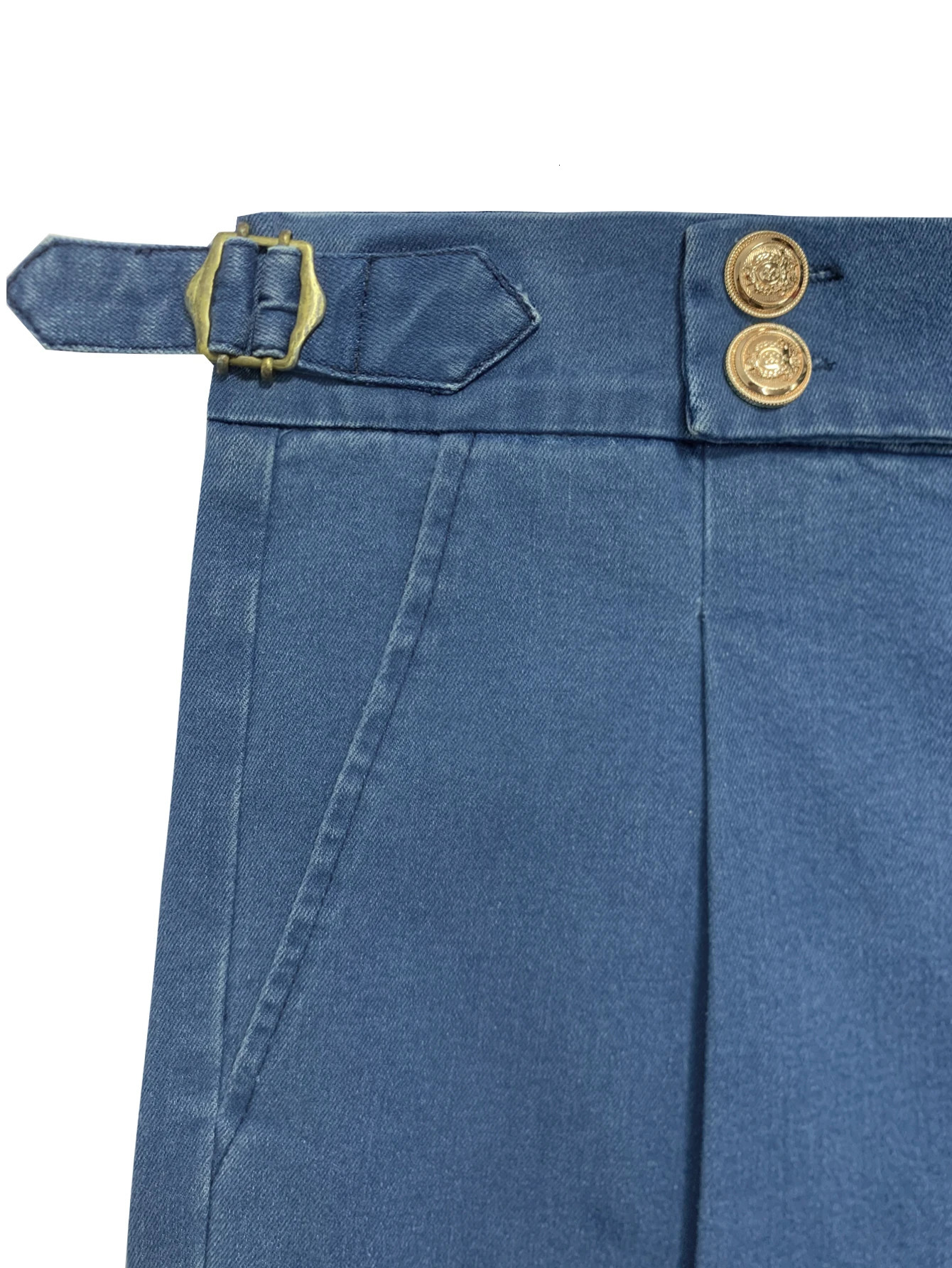 Mens HighWaist Dress Pants Autumn Winter Style Elegant Italian Neapolitan Plain Button Pleated High Waist Jeans Busi 251226