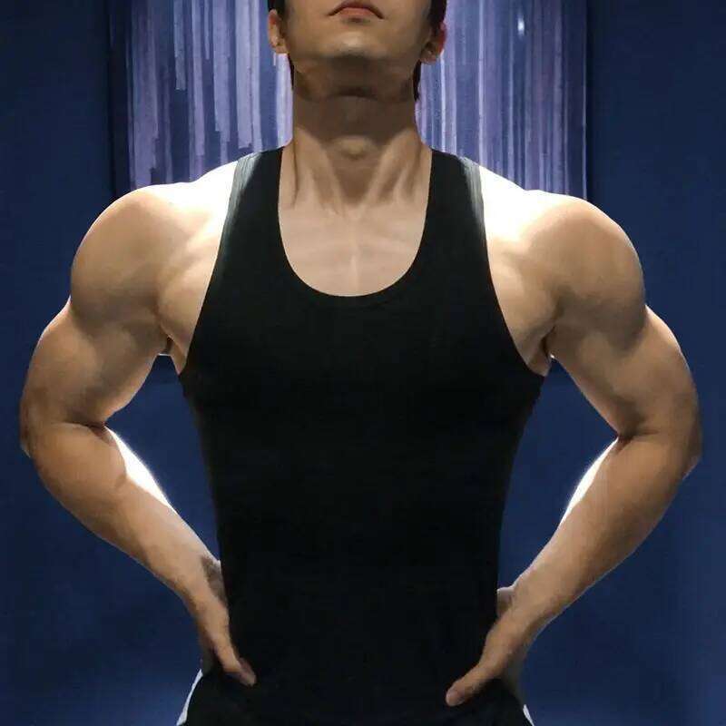 Ice Silk Large Size Men's Tank Top Summer Inner Wear Sleeveless Gym Crossbar Sports Tight Base Thin Style