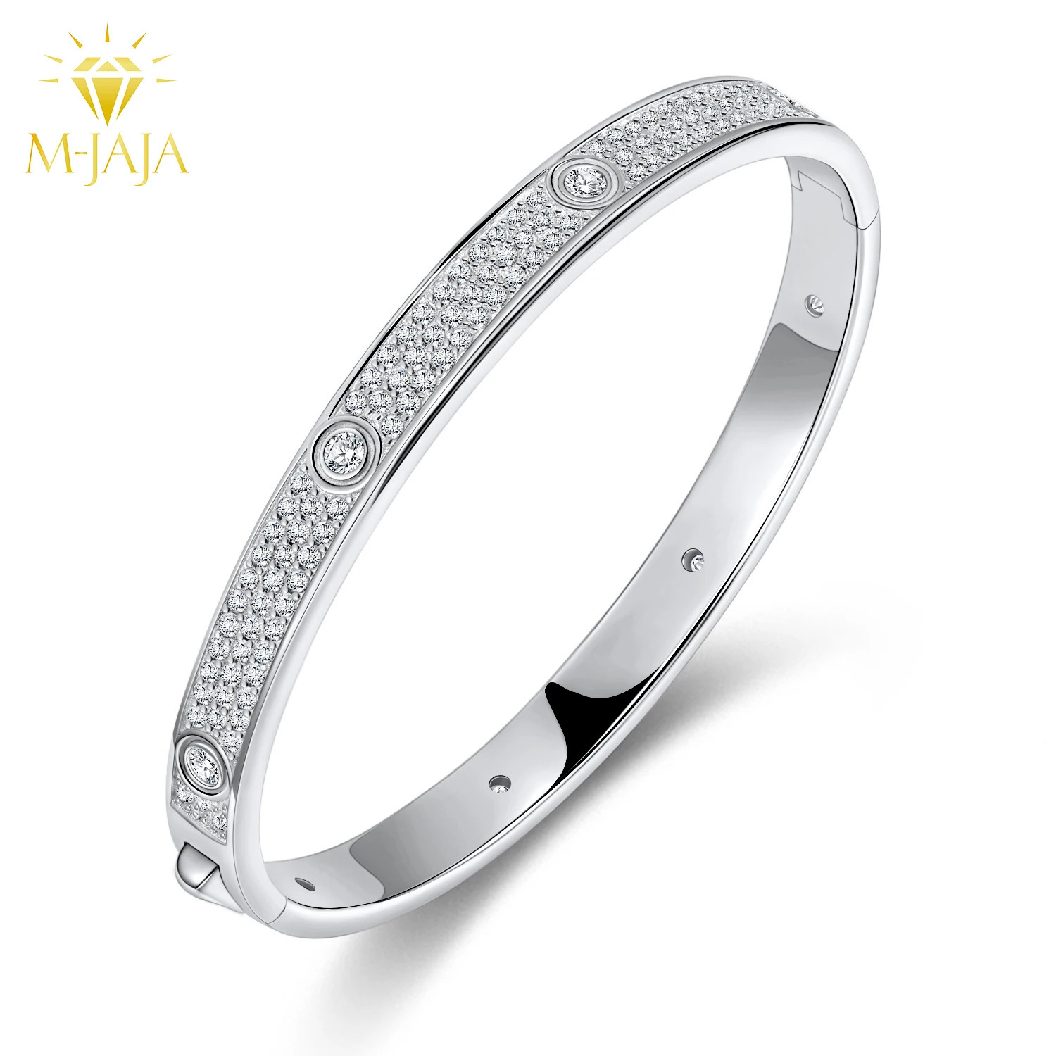 MJAJA Bracelet S925 Sterling Silver Diamond Bangle 18K Rose Gold Plated Bridal Wedding Fine Jewelry 251219