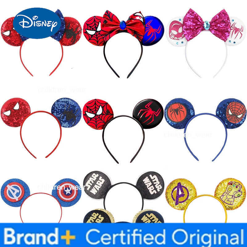 Disney Mickey Mouse Ears Marvel Spiderman Headbands for Kids Girls Star Wars Hairbands Adult Men Women Avengers Hair Accessories H251226