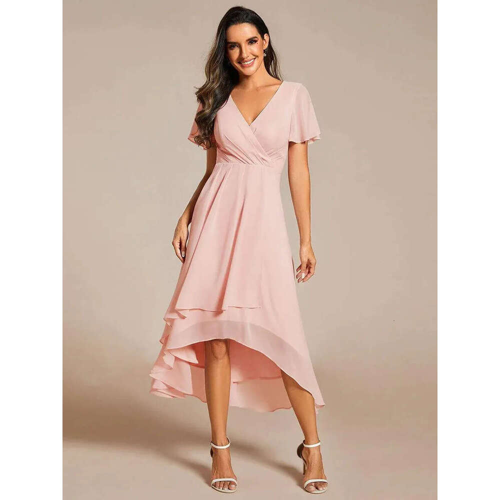Dress for Women European American Style Summer Ruffle Sleeve Pleated V-Neck A-Line Midi Dress Casual Daily Dating Party Wear