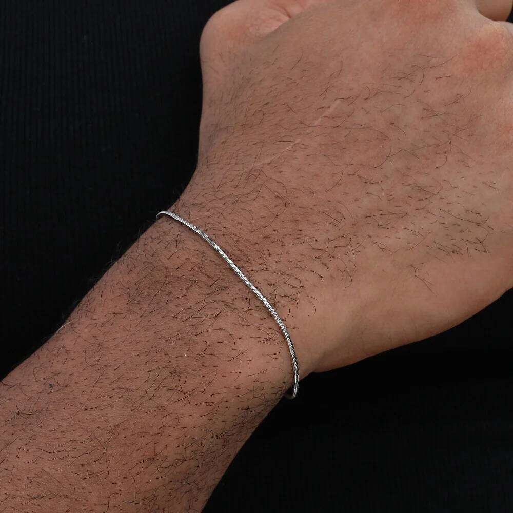 Simple MEN Stainless Steel Square Snake Bone Chain Hip-Hop Jewelry Trendy Party Accessories Bracelet For Women 25T1226