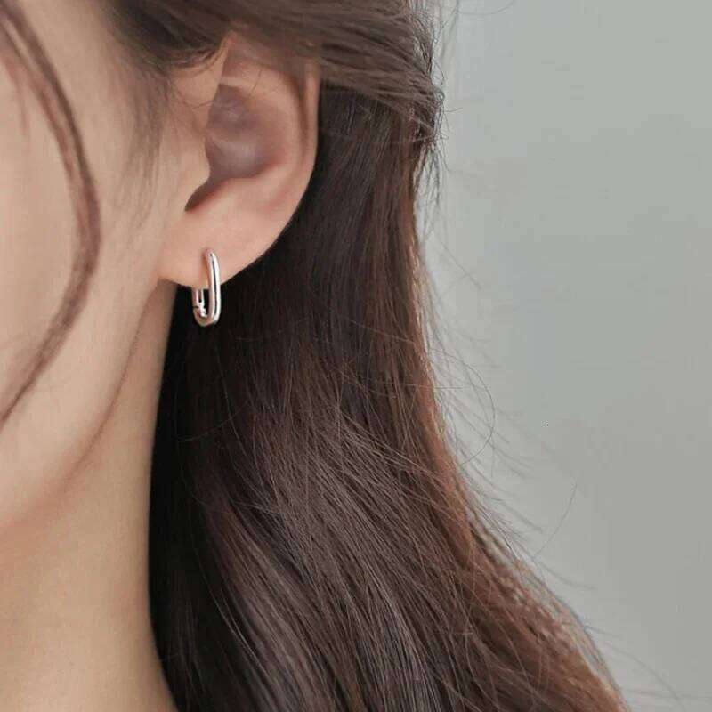 LATS Fashion France Style Hoop Earrings Silver Color Vintage Handmade U-Shape Circle Trend Jewelry Gifts Accessories 25H1226
