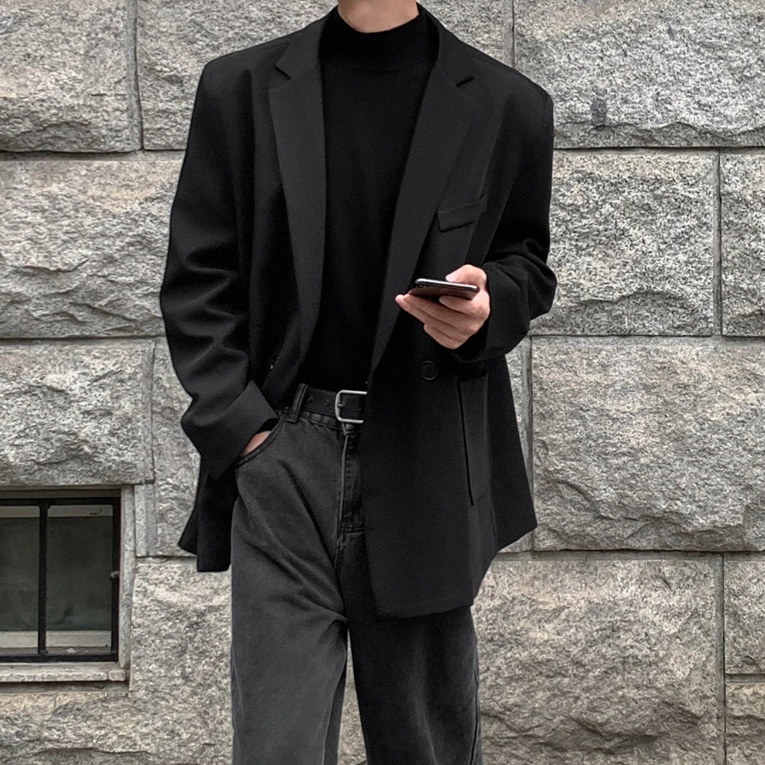 Spring Summer Men Formal Blazers Korean Fashion Loose Casual Dress Jacket Harajuku Social Suit Clothing 251226