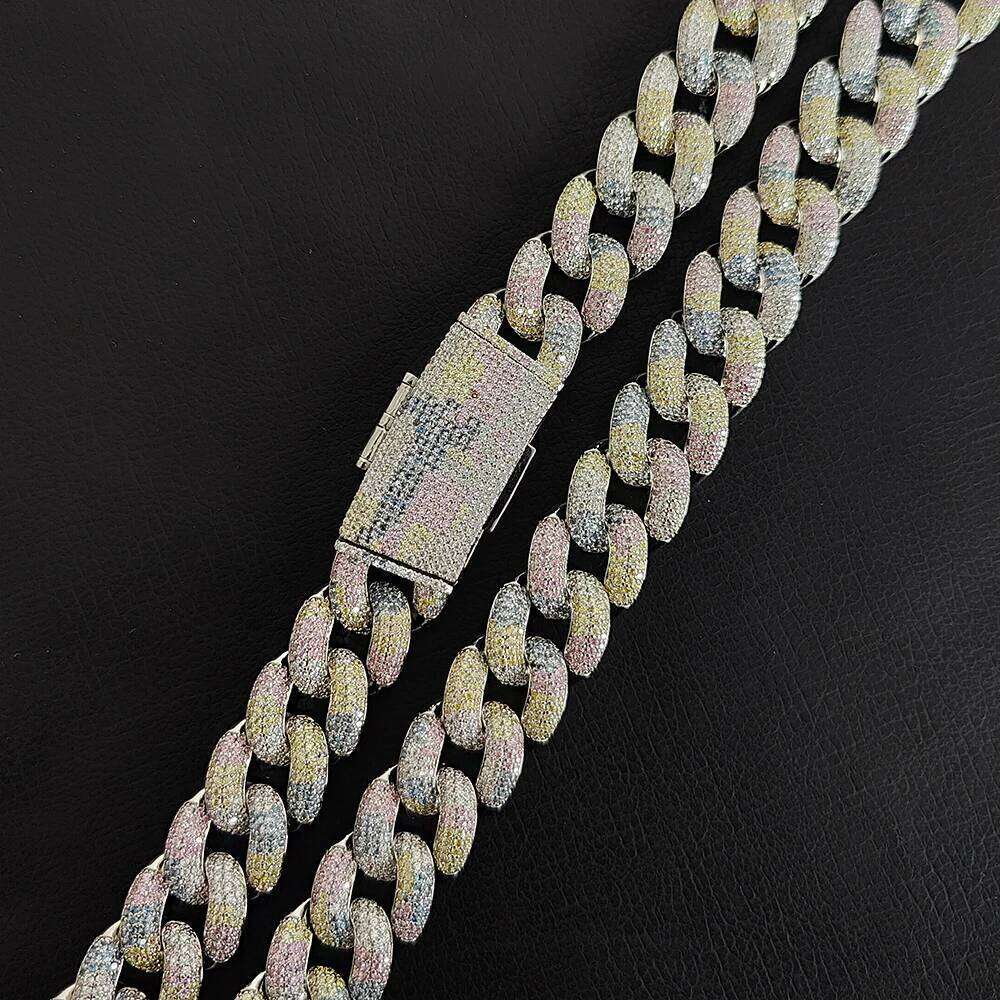 Hip Hop 18mm Iced Out Cuban Silver Plated Full Pave Bling Zircon Chain Chunky Necklace For Women