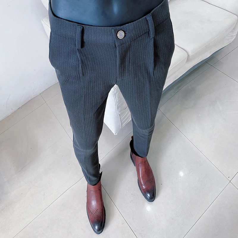 mens formal trousers for autumn and winter elastic formfitting smallleg dress pants business casual 251226