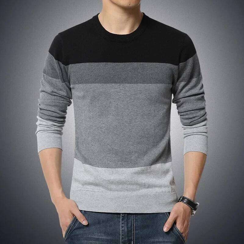 2024 Autumn Casual Men's Sweater O-Neck Striped Slim Fit Knittwear Mens Sweaters Pullovers Pullover Men Pull Homme M-4Xl