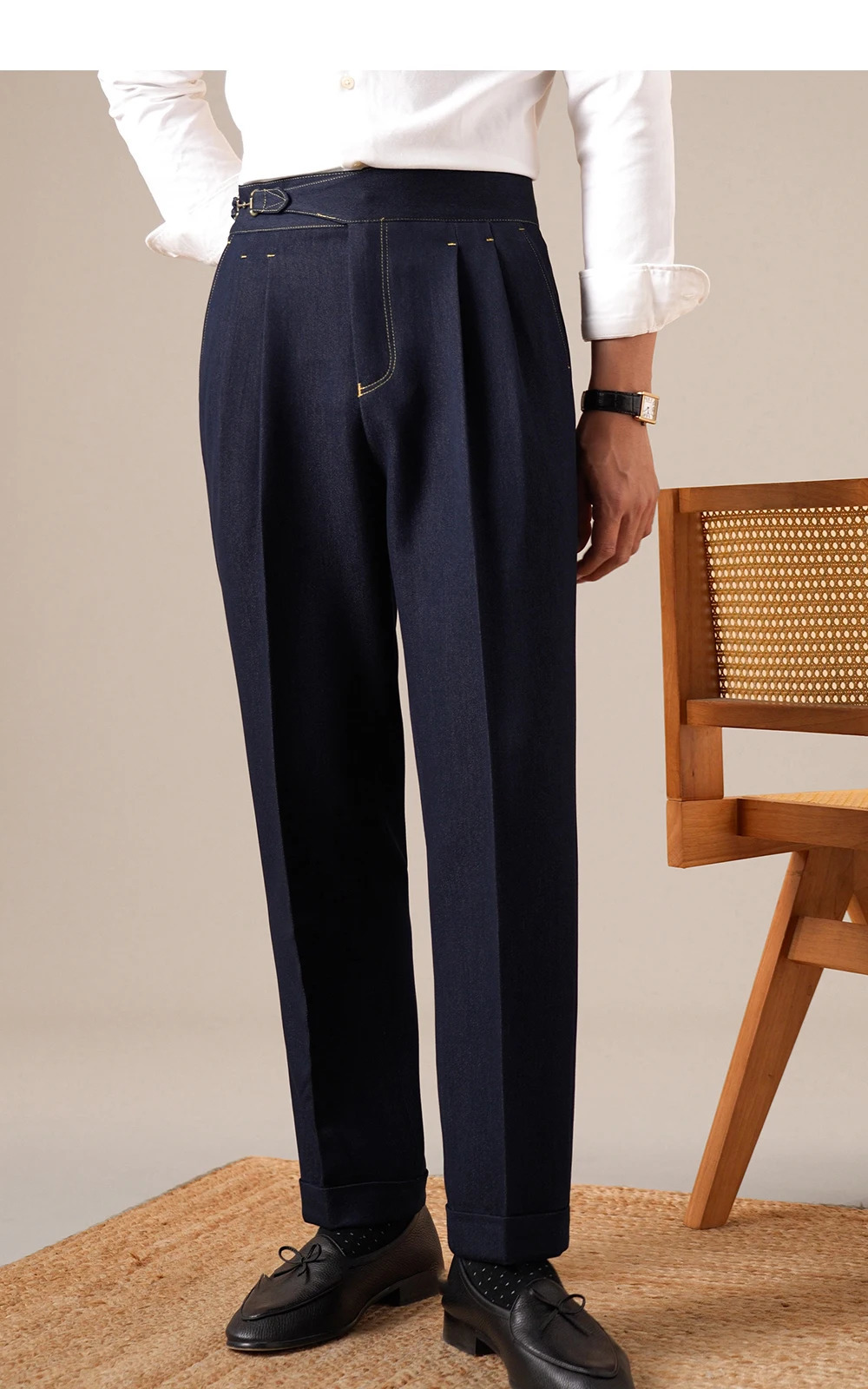 Retro HighWaisted Jean Men Casual Business Versatile StraightLeg Pants Adjustable Cargo Trousers Fall Deniminspired Suit Pant 251226