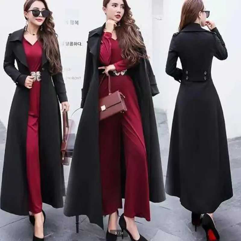 Formal Casual Windbreakers Coat Womens Overcoat 2025 Spring Autumn New Fashion Slim Long High-End Trench Coat Outwear CasacoT251226