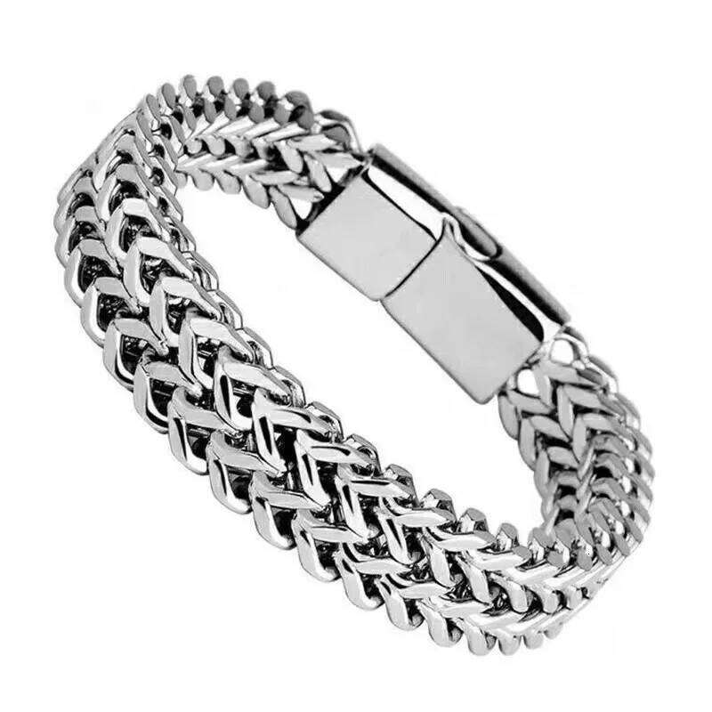 HNSP 10MM Stainless Steel Bracelet For Men Jewelry Hidden Locks Hand Chain 19/21/23CM Size Accessories 25T1226