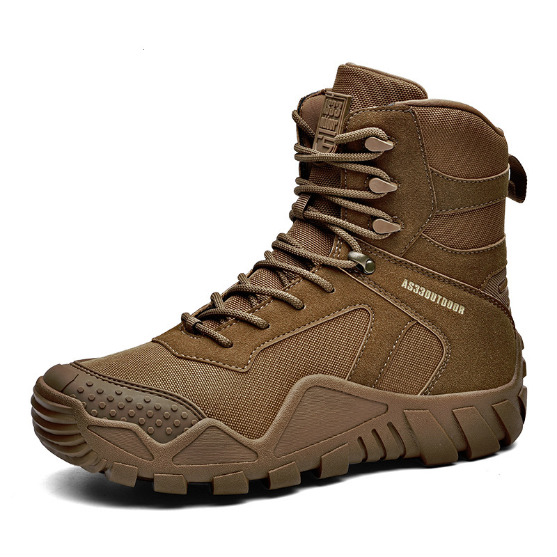 Cross-Border Plus Size Outdoor Training Combat Boots High-Top Thick-Soled Hiking Mountaineering Autumn Winter New Fashion Travel Men's Shoes
