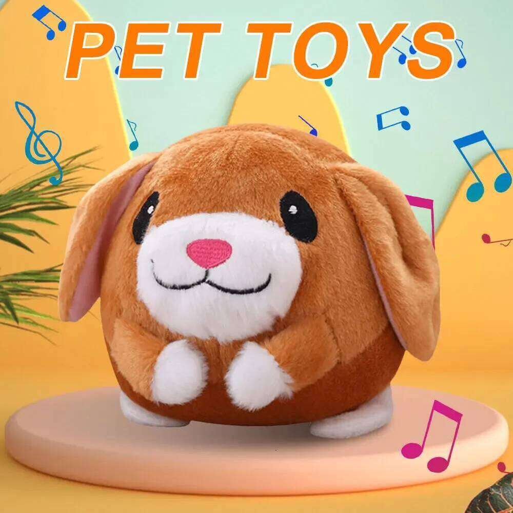 Electronic Pet Bouncing Jump Music Vibration Bite Puppy Ball Interactive Dog Chewing Moving Plush Doll Toy 25N1226
