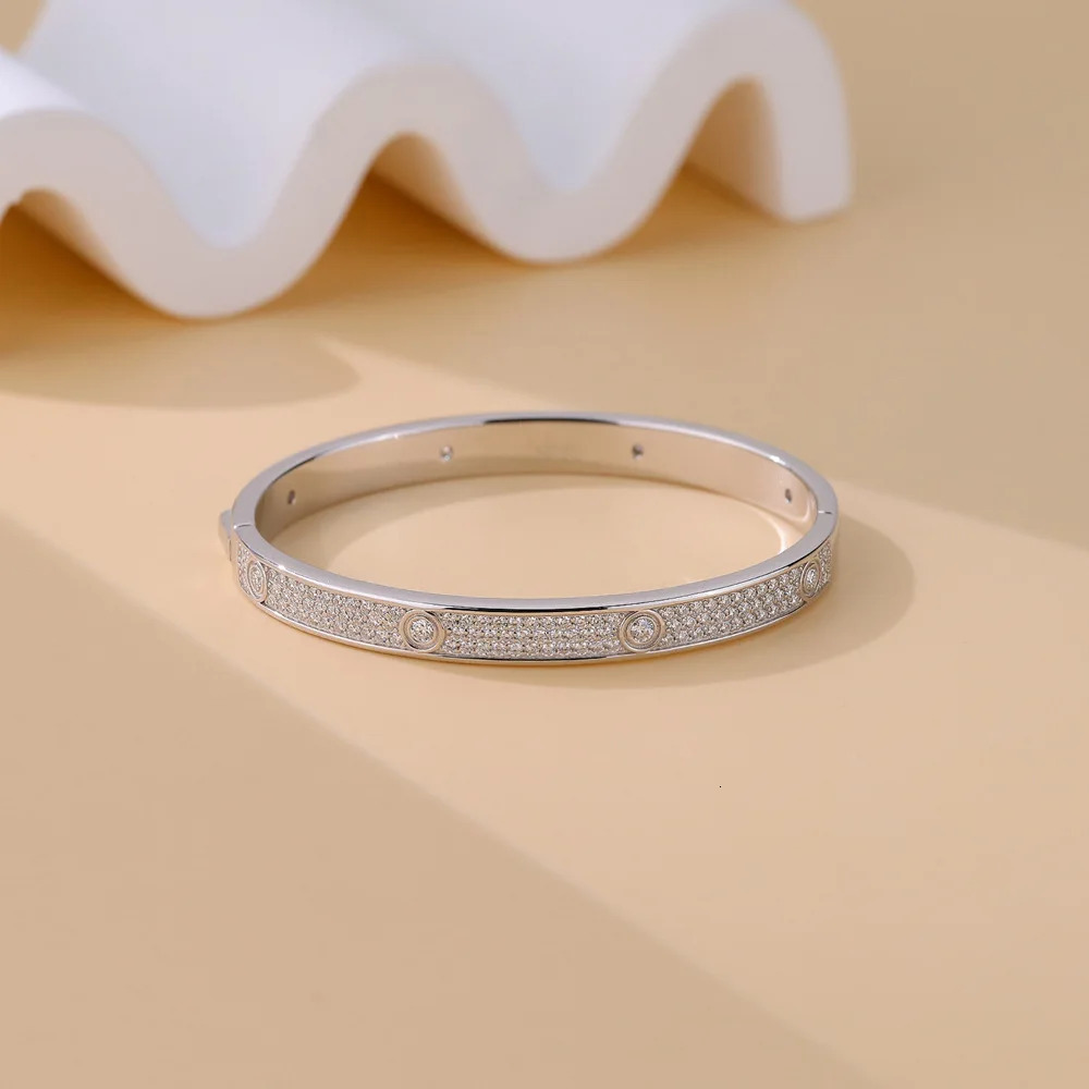 MJAJA Bracelet S925 Sterling Silver Diamond Bangle 18K Rose Gold Plated Bridal Wedding Fine Jewelry 251219