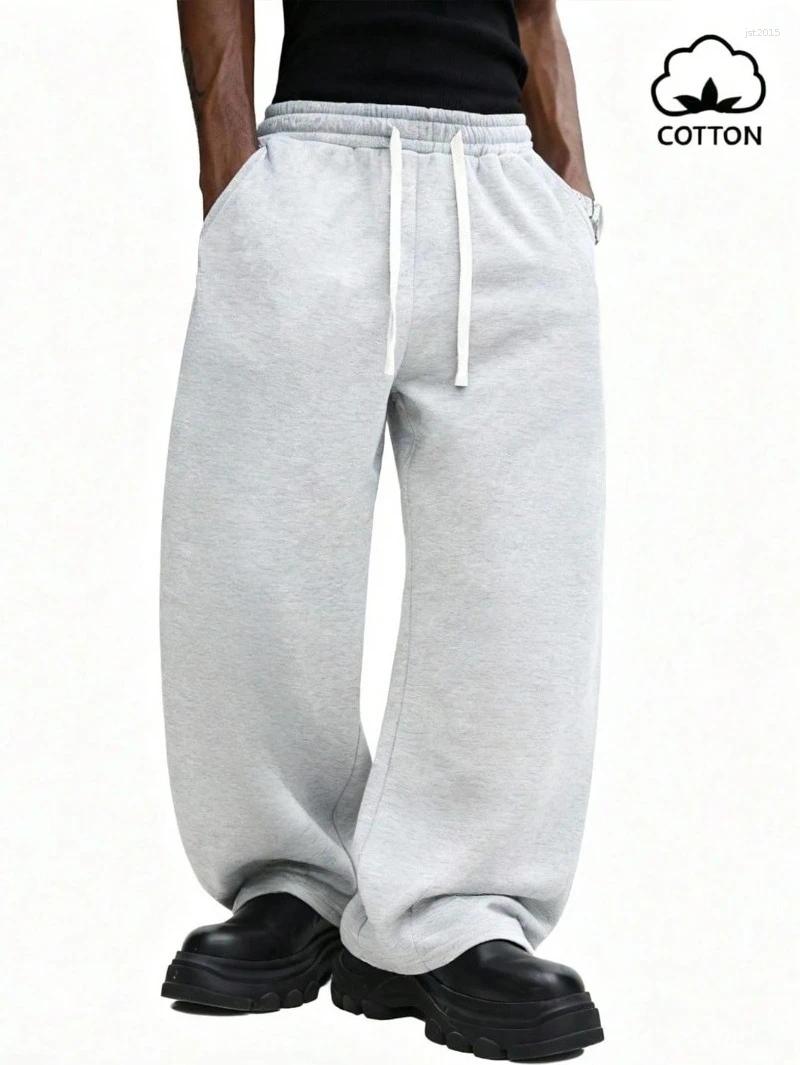 Men's Pants Relaxed Drawstring Sweatpants Heather Joggers Casual Lounge Comfortable Elastic Waist Cotton Blend Bottoms Men Grey