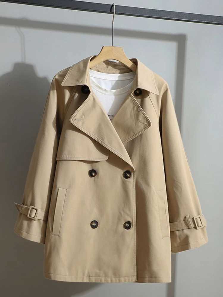 Autumn New High Fashion Short Versatile Coat Woman Classic Double Breasted Trench Coat Windbreak Korean Business OuterwearT251226