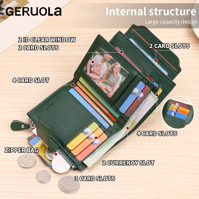 RFID anti-theft brush three fold multi fold genuine leather cowhide wallet multifunctional anti tamper magnetic card bag sho 251225