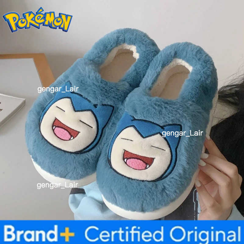 Pokemon Pokmon Genuine Bulbasaur Indoor Fall and Winter Plus Velvet Warm Soft-soled Comfortable Cotton Slippers for Men and Women W251226