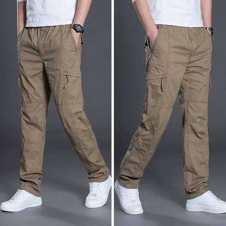 Summer Autumn Fashion Casual Cotton Long Pants Straight Joggers Homme Plus Size 5Xl 6Xl Flat Trousers For Men Clothing