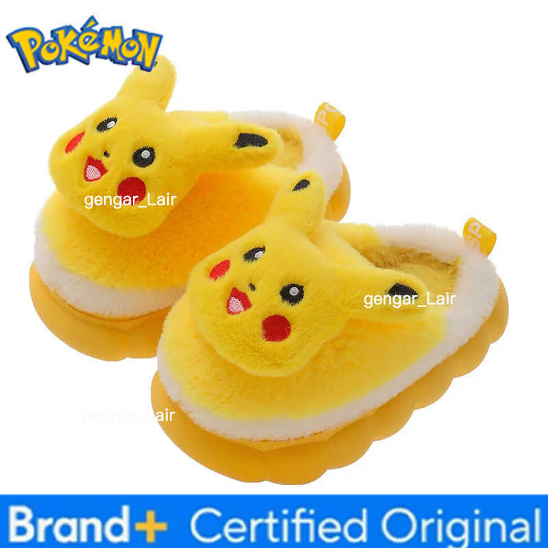 Pokemon Cute Pikachu Autumn/Winter Cotton Slippers Cover Heel Cute Cartoon Flat Plush Slippers Autumn Anime Peripheral Christmas Gift W251226