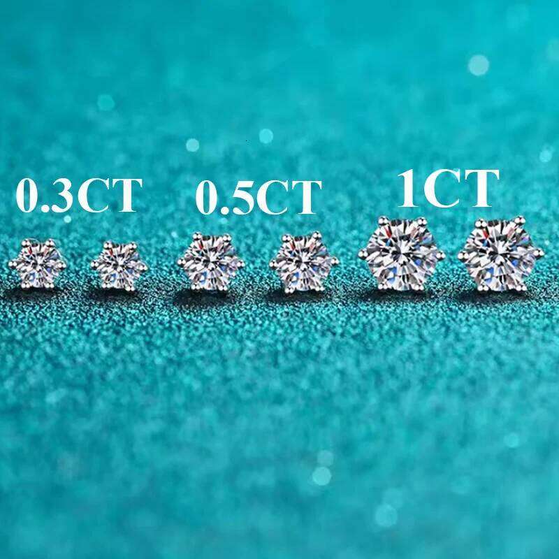 TEN CARATS 0.5ct-3ct D Color Certified Moissanite Stud Earrings Lab Created Diamond 925 Sterling Silver Wedding 25H1226
