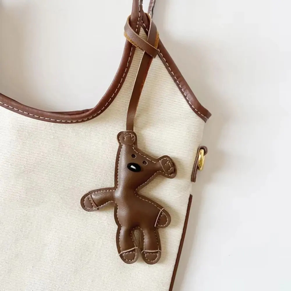 Cute PU Leather Bear Bag Pendant Shape Cartoon Keychain Kawaii Soft Stuffed Charm Charms Decorations 251219