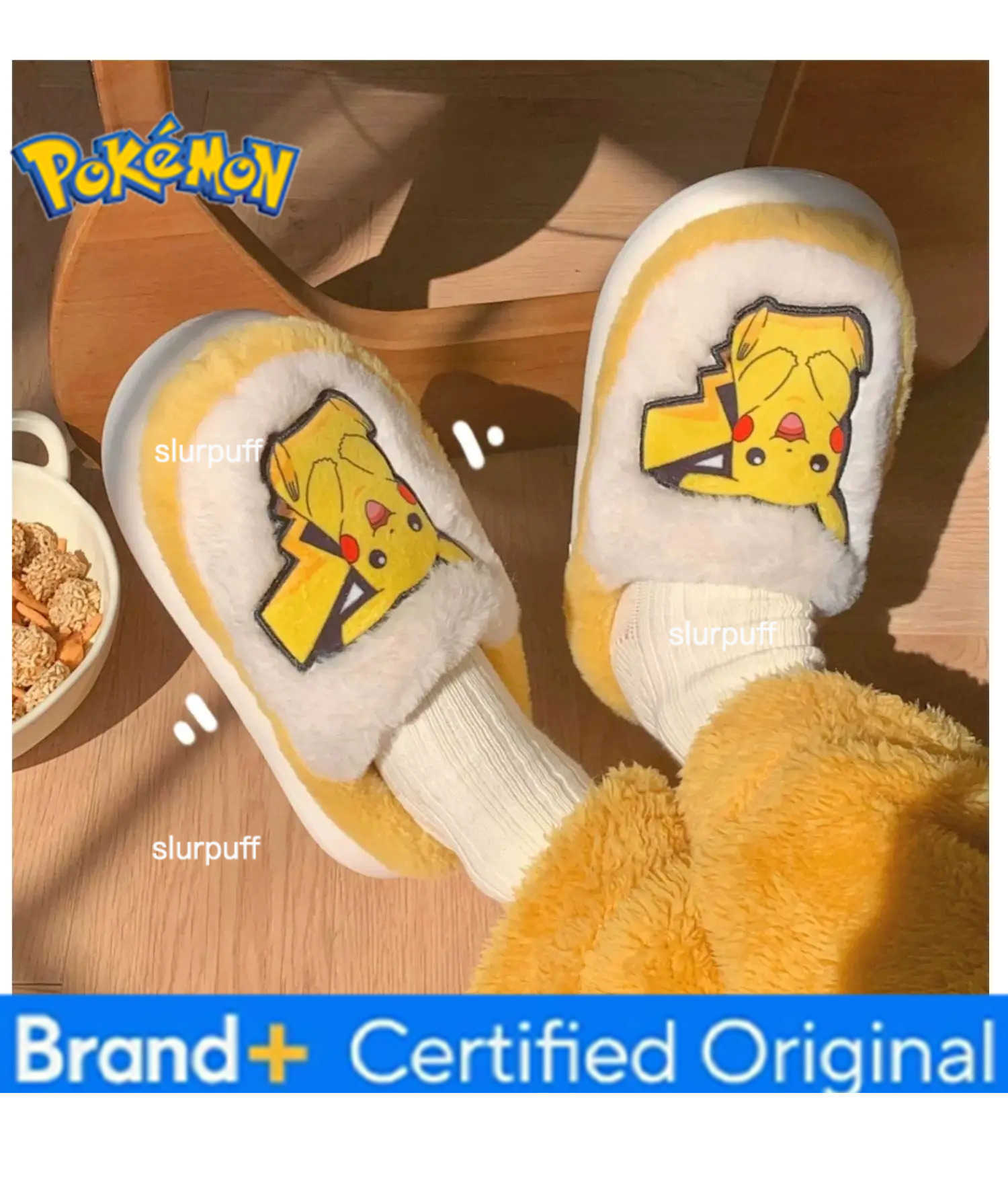 Pokemon Anime Couple Slippers Cute Pikachu Eevee Cartoon Cotton Home Shoes for Men And Women with Velvet Insulation Winter Gifts W251226