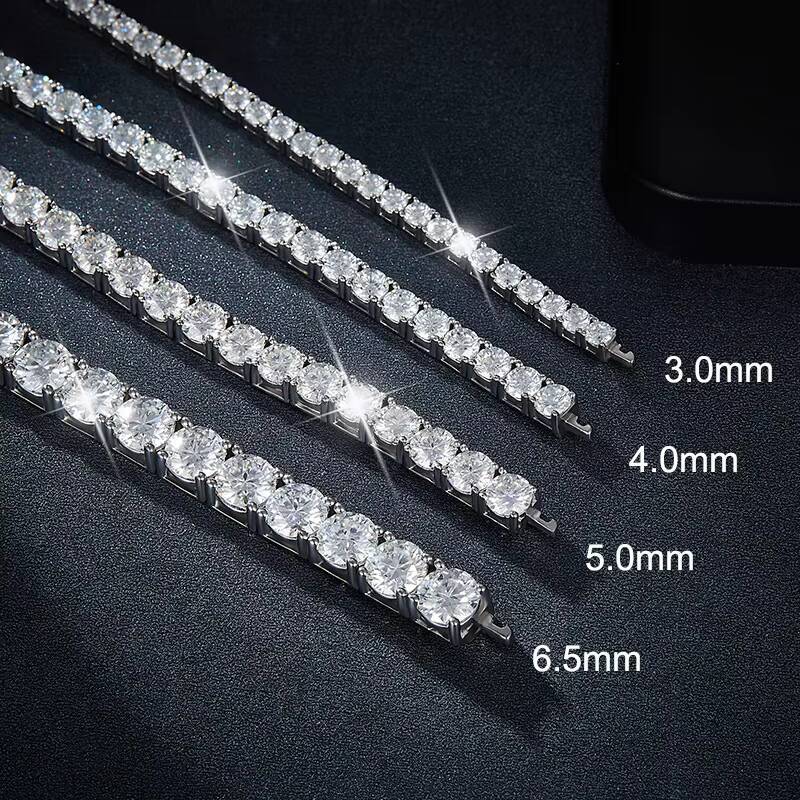 Temperament 925Sterling Silver Gold-plated Hip Hop Tennis Chain 3mm 5mm Full Inlaid Bracelet Moissanite Bracelet