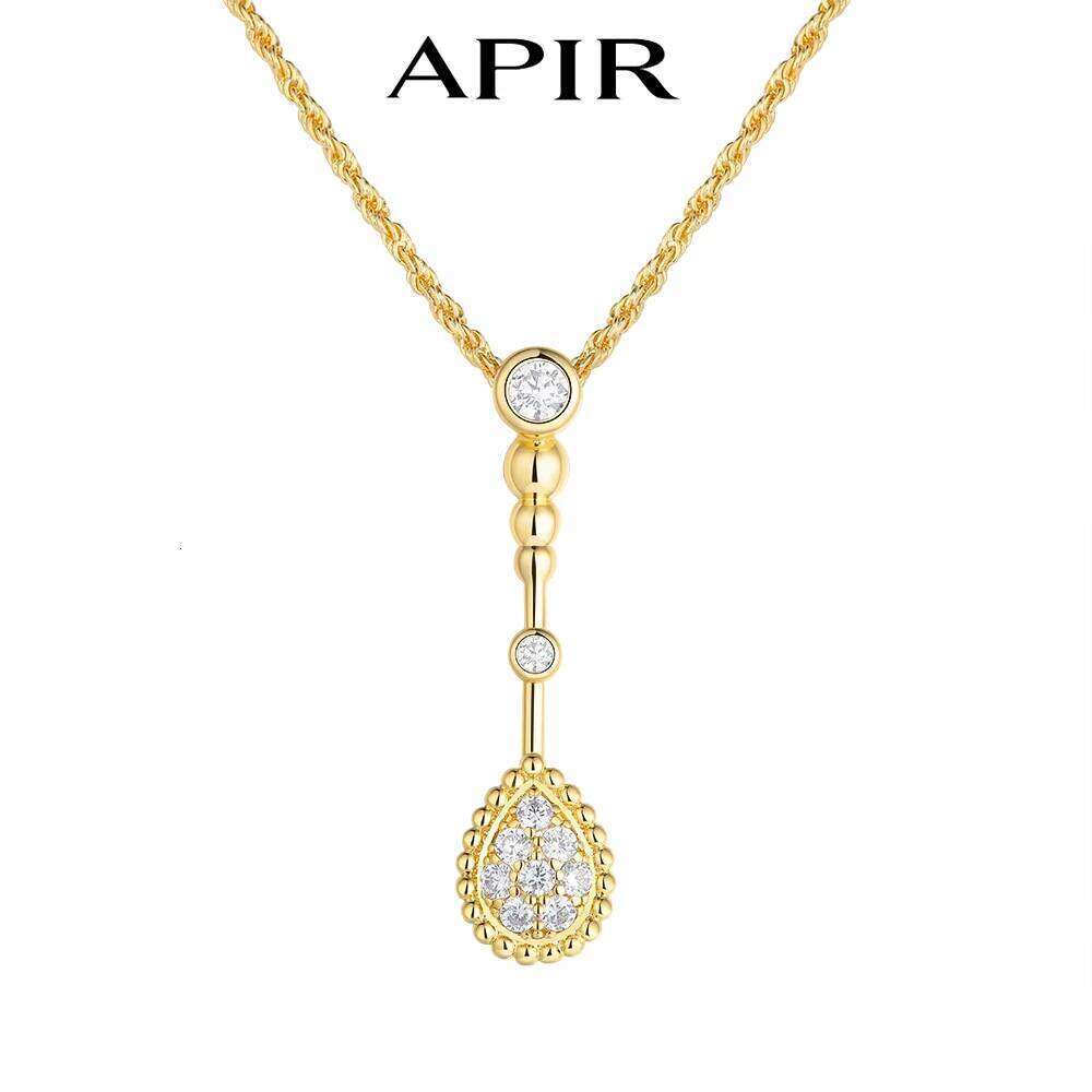 APIR All 5A Zircon Teardrop Bohemian Pendant Pearl-rimmed Vintage Twist Silver Necklace Daily Lowest Price 25N1226