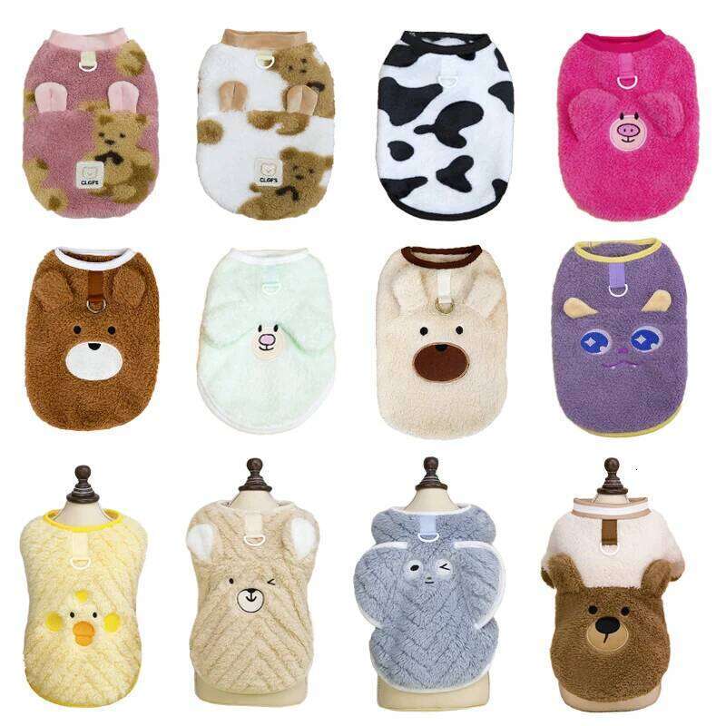 Soft Fleece Dog Sweater Cute Cartoon Animals Pattern Pullover Jumper Warm Autumn Winter Clothes for Small Dogs Chihuahua 25T1226