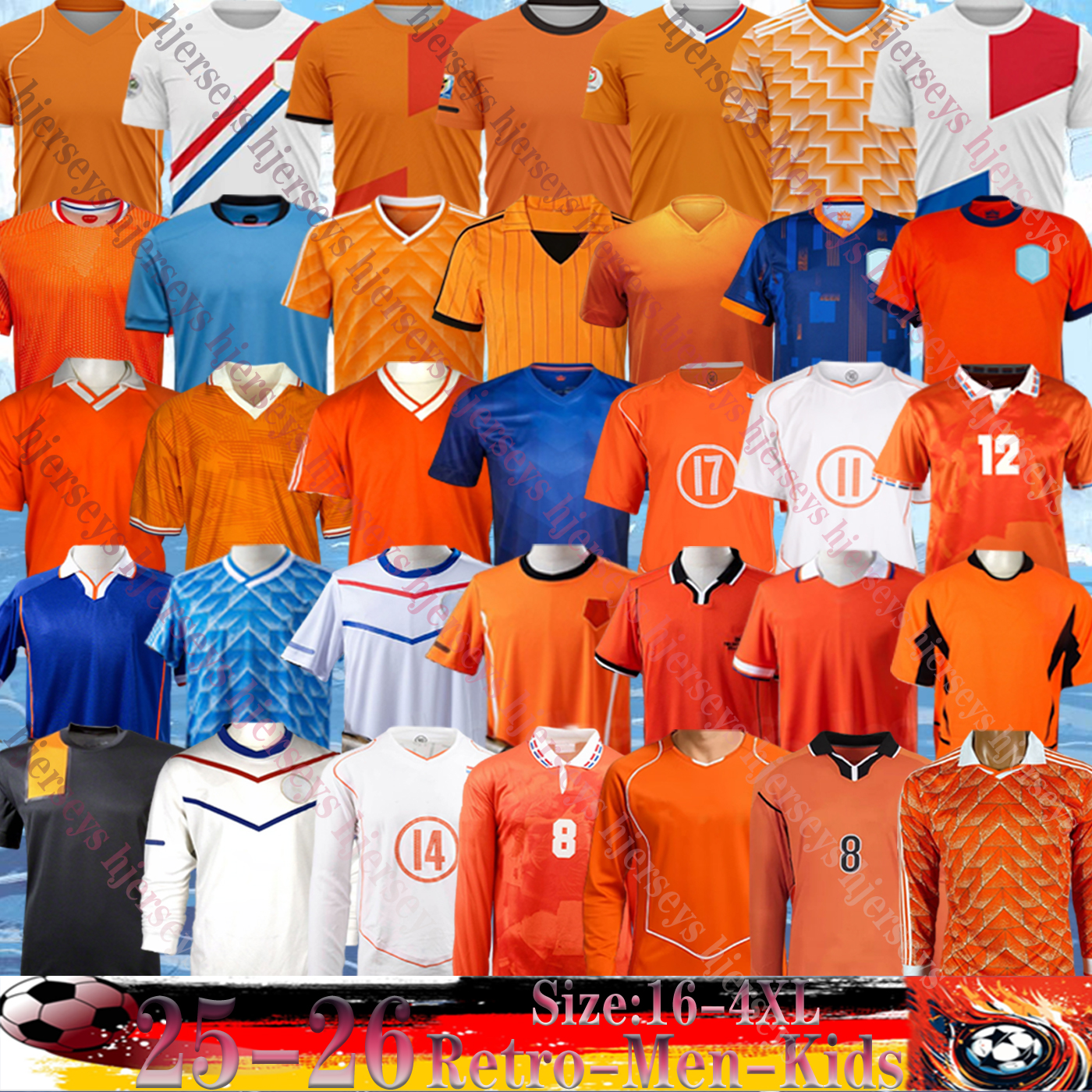 1988 Retro Soccer Jerseys Van Basten 1997 98 94 BERGKAMP 96 97 98 24 25 26 Gullit Rijkaard DAVIDS football shirt kids kits Seedorf Kluivert CRUYFF Sneijder Netherlands