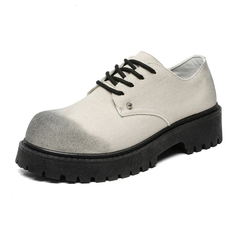 Mens Derby Shoes British-Style Big Round-Toe Chunky Platform Sneakers Original Breathable Casual Shoes for Streetwear Daily 251225