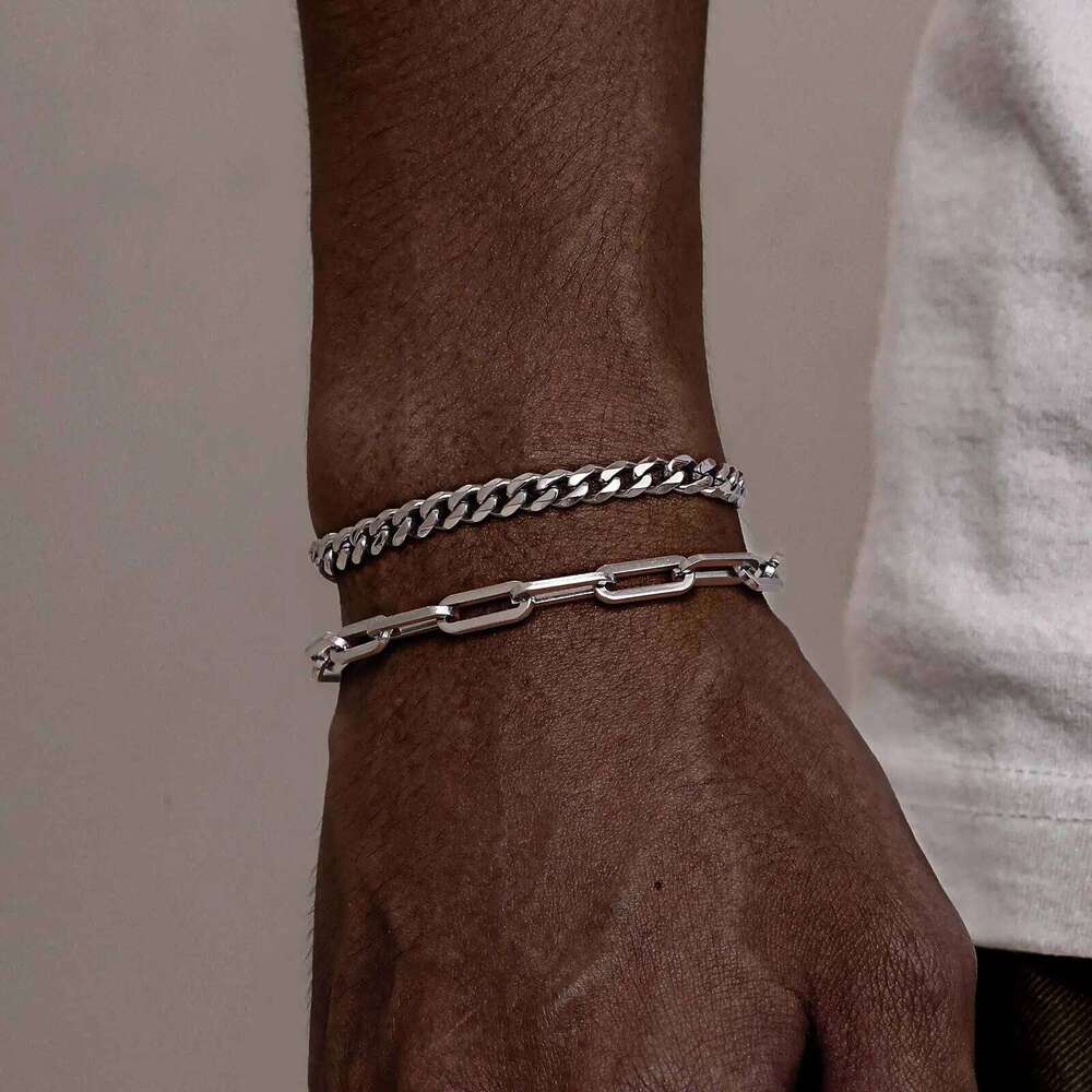2pcs Men's Bracelets,Stainless Steel Silver Gold Black Color Twist Rope Chain Wristband,Trendy Cuban Link Chains Gift 25T1226
