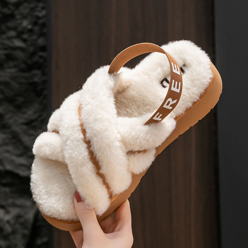 Free shipping Designer Slippers Thick soled autumn winter warm shoes with added fleece hairy slippers for women worn as outerwear