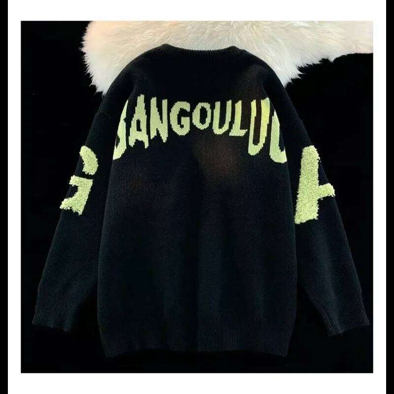 Design American Casual Autumn Winter Crew Neck Men's Trendy Brand Loose Sweater Jacket