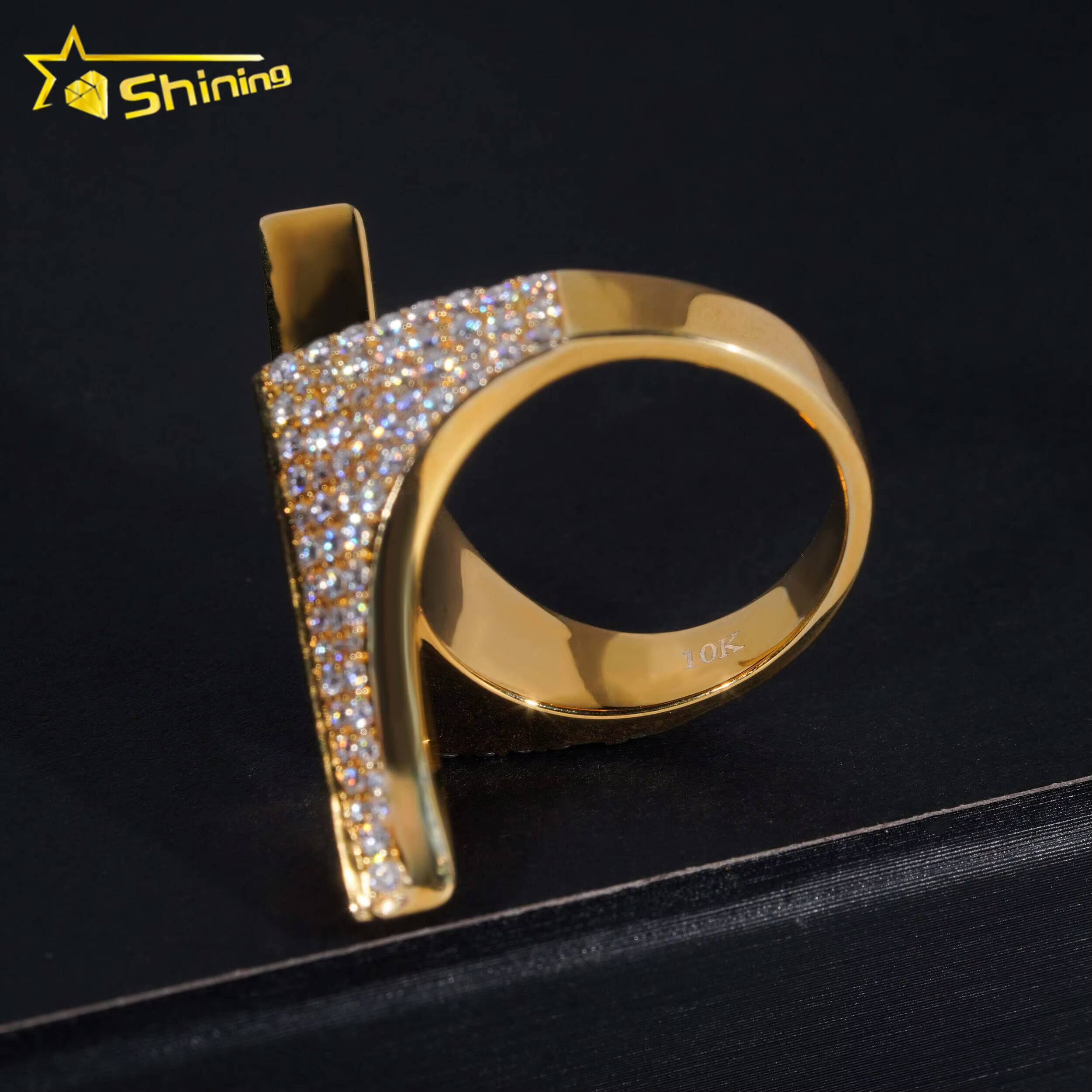 Fine Jewelry Fast Shipping GRA Moissanite 925 Silver Iced Out Hip Hop Lighting Symbol Mens Rings
