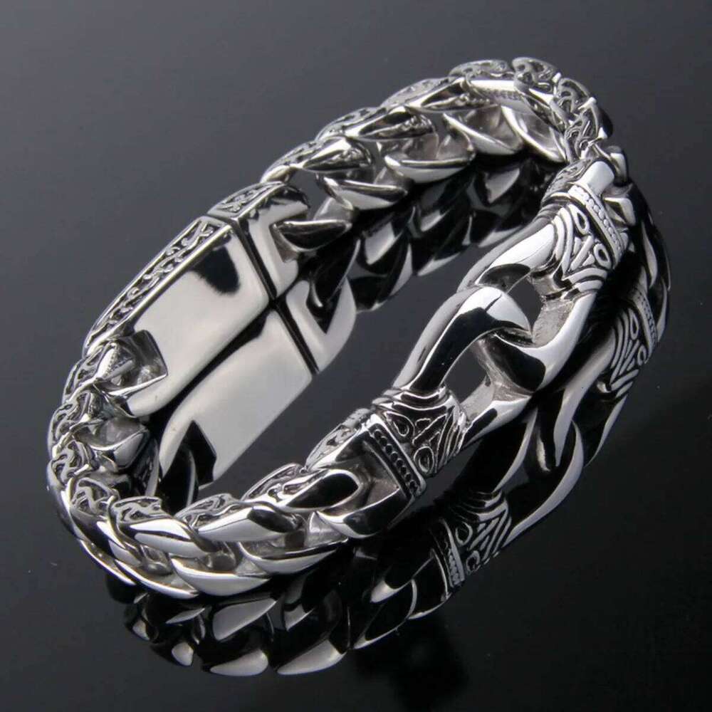 Punk Silver Color Bracelet - Stainless Steel Jewelry for Men, Hypoallergenic Gift & Party Bangles Chain Accessories 25T1226