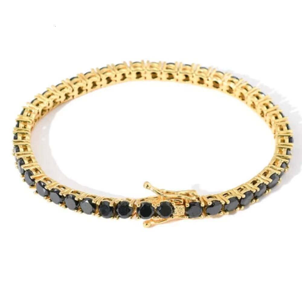 Factory Wholesale 3mm 4mm 925 Silver Black Moissanite Tennis Men Bracelet Chain