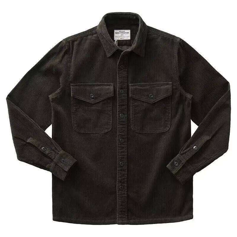 American Retro Heavyweight Corduroy Men's Loose Workwear New Thick Long Sleeved Shirt Jacket Men