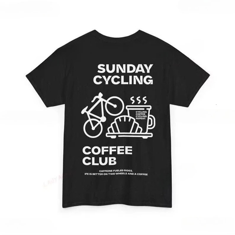 Sunday Cycling Coffee Club Graphic T Shirts Unisex Woman Man Summer Bicycle High Quality T-shirt Classic Breathable Tops 251222
