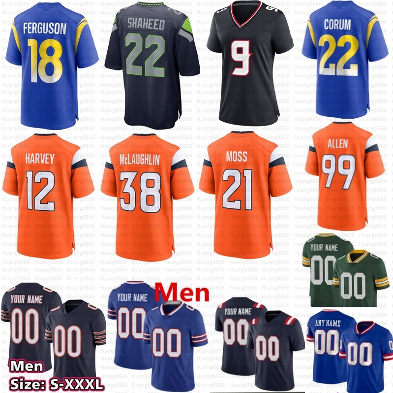 S-4XL Custom Football Jerseys Wil Lutz Jarrett Stidham Harvey Jaleel McLaughlin Marvin Mims Jr Blake Corum Terrance Ferguson Rashid Shaheed AJ Barner