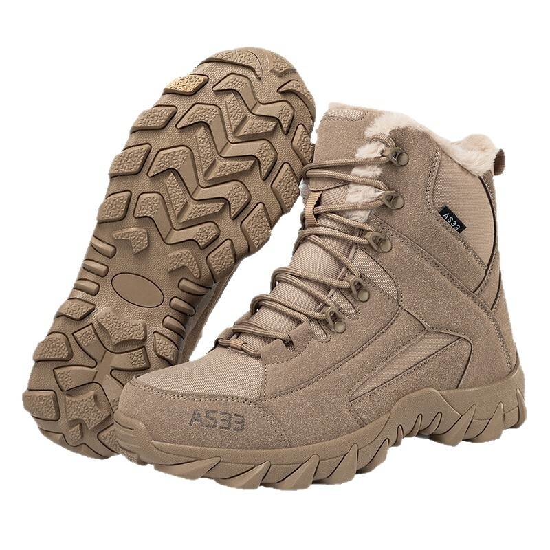 Cross-border New Model Manufacturer Wholesale Fleece-lined Comfortable Breathable Tactical Outdoor Sports Training Combat Boots Men's Hiking Shoe
