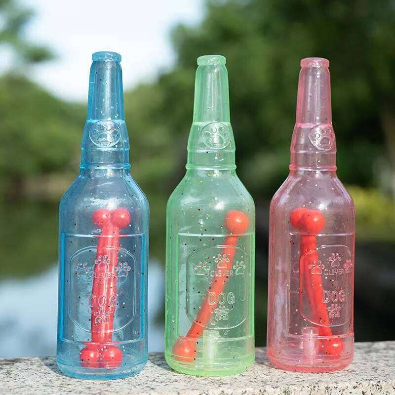 Pet Chew Summer Floating Rubber Bottle For Puppy Interactive Teeth Cleaning Dog Squeaky Toy With Bone Dogs Toys 25N1226