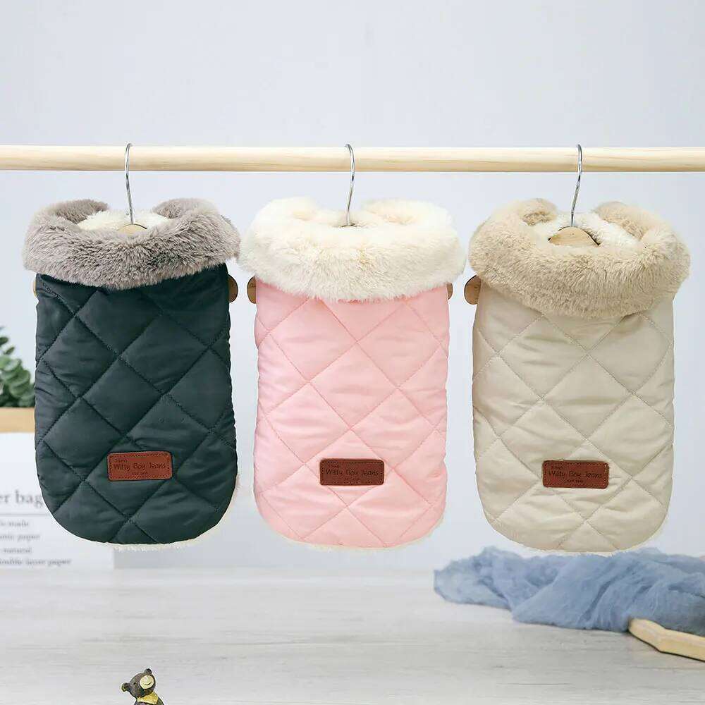 Winter Jacket Clothes Super Warm Small Dogs Clothing With Fur Collar Cotton Pet Outfits French Bulldog Chihuahua Coat Vest 25T1226