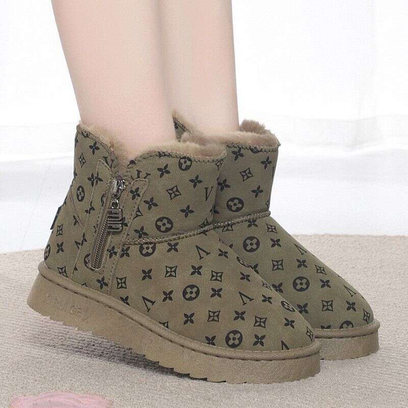 Women's Snow 2025 New Short Boots Winter Outdoor Wear Fleece Lined Thickened Slip-On Warm Cotton Shoes For Women